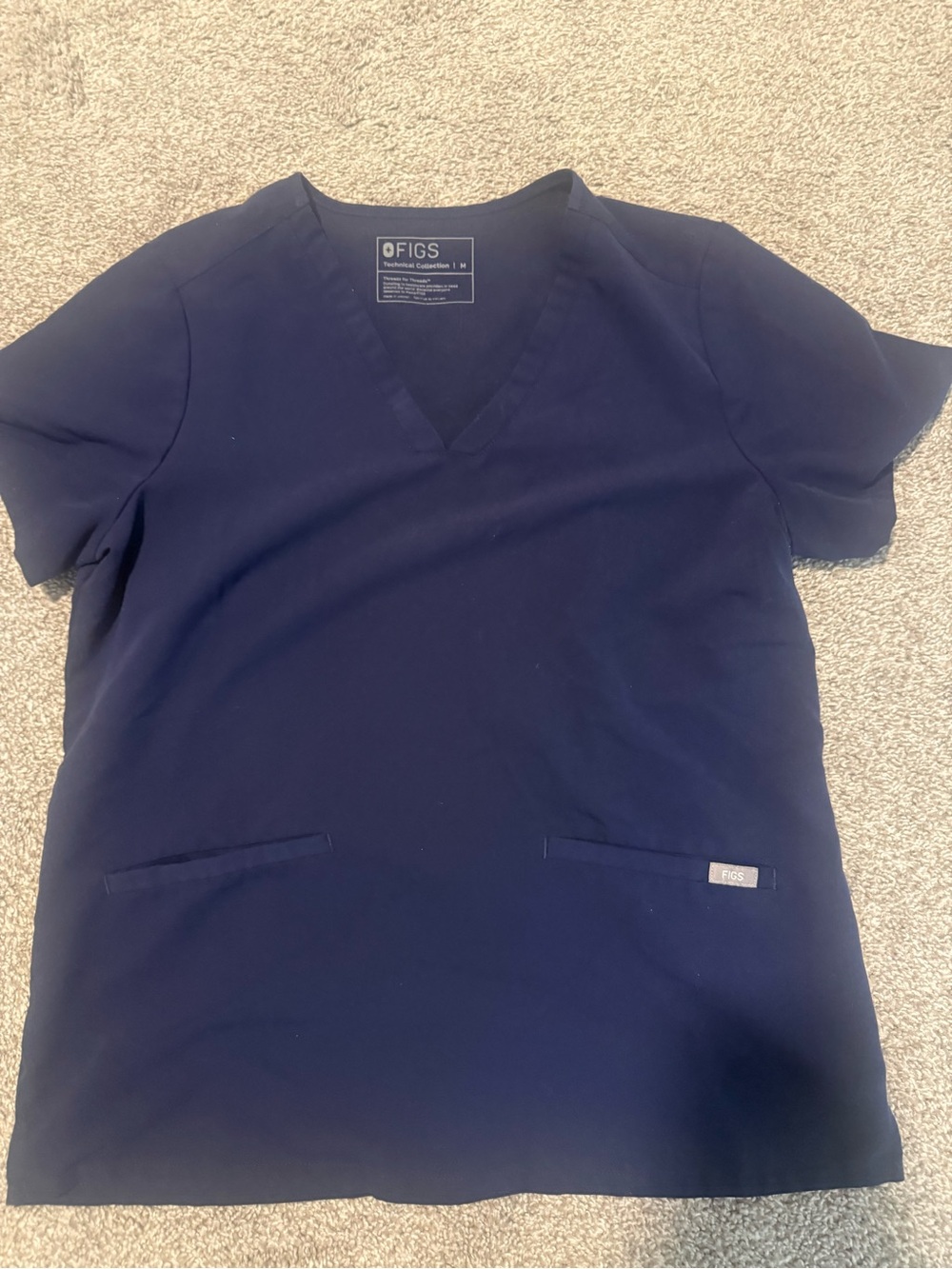 Figs Navy V-Neck Medical Scrub Top